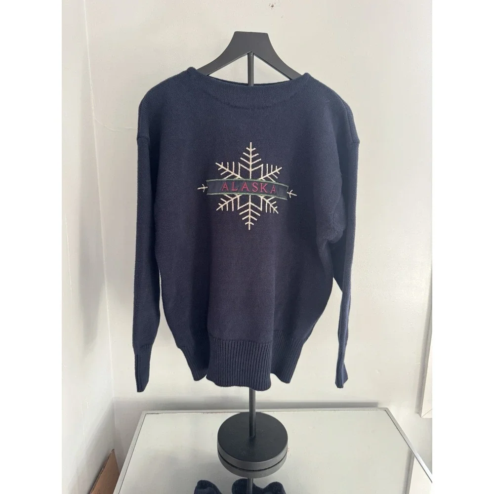 Vintage Alaska Snowflake Sweater‎ Women's Sz L Cozy Nordic Winter Knit